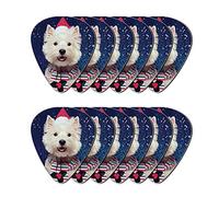 Howilath Westie Terrier Christmas Colroful Premium ABS plettri per chitarre acustiche, bassi o ukulele, spessore 0,96 mm x 12 pezzi