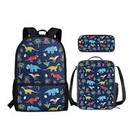 Howilath Zaini per bambini con portapranzo, set per la scuola elementare per ragazze e ragazze, Dinosauro blu.