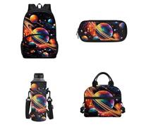 Howilath Zaino per bambini, set da 4 pezzi, zaino per la scuola materna, per ragazze, 43 cm, Pianeta del sistema solare