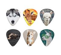 Howilath Zoo Animal Dogs Giraffa Llama Wolf Colroful Premium ABS plettri per chitarre acustiche elettriche bassi o ukulele, spessore 0,96 mm