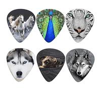 Howilath Zoo Animal Horse Peacock Tiger Wolf Pug Dog Heavy Guitar Plicks Premium Celluloide Picks adatti per chitarra/chitarra elettrica/basso/ukulele (plettri colorati in ABS)