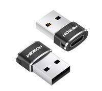 HOWJIM Adattatore da USB 2.0 a USB C 2 Pezzi,PD27W/66W Ricarica Rapida Trasmissione Dati 480Mbps,Adattatore da USB C Femmina a USB A Maschio per M-acBook Pad Phone 17 16 15 G-alaxy X-peria P-ixel Nero
