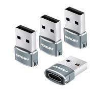 HOWJIM Adattatore da USB 2.0 a USB C 4 Pezzi,PD27W/66W QC100W Ricarica Rapida Trasmissione Dati 480Mbps,Chip Intelligente,Involucro in Alluminio per M-acBook Pad Phone 17 16 15 G-alaxy X-peria Grigio