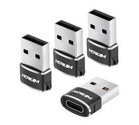 HOWJIM Adattatore da USB 2.0 a USB C 4 Pezzi,PD27W/66W Ricarica Rapida Trasmissione dati 480Mbps,Chip Intelligente,Involucro in Alluminio per M-acBook Pad Phone 17 16 15 G-alaxy X-peria P-ixel Nero