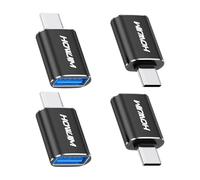 HOWJIM Adattatore da USB C a USB 4 Pezzi,Ricarica rapida 3A 100W,OTG 10Gbps Adattatore Type-C Maschio a USB3.2 Femmina per M-acBook Pro/Air Phone 17/16/15 Pad G-alaxy X-peria D-ell XPS S-urface Nero