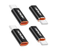 HOWJIM Adattatore Light-ning a USB C 4Pezzi,PD27W/66W Rcarica Rapida Trasmissione Dati 480Mbps,Guscio in Lega di Alluminio per M-acBook Phone 17/16/15 Serie Pad G-alaxy X-peria Non per Cuffie/OTG Nero