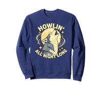 Howlin all Night Long Wolf Lover Night - Maglietta a Maniche Corte Felpa