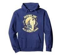 Howlin all Night Long Wolf Lover Night - Maglietta a Maniche Corte Felpa con Cappuccio