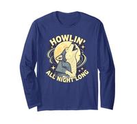 Howlin all Night Long Wolf Lover Night - Maglietta a Maniche Corte Maglia a Manica