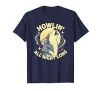Howlin all Night Long Wolf Lover Night - Maglietta a Maniche Corte Maglietta