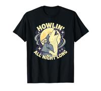 Howlin all Night Long Wolf Lover Night - Maglietta a Maniche Corte Maglietta