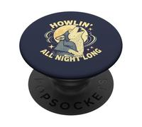 Howlin All Night Long Wolf Lover Night - Maglietta a maniche corte PopSockets PopGrip Adesivo