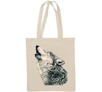 Howling Arctic Wild White Wolf Art - Borsa tote in cotone naturale, colore: Bianco