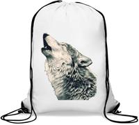 Howling Arctic Wild White Wolf Art - Sacca da palestra casual, con coulisse, colore: bianco, bianco, Taglia unica