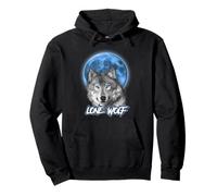 Howling Lone Wolf On Moon Animal Funny Wolves Lover Felpa con Cappuccio