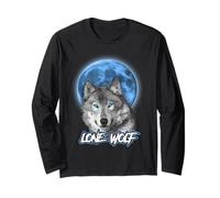 Howling Lone Wolf On Moon Animal Funny Wolves Lover Maglia a Manica