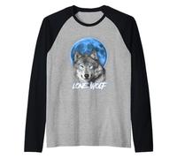 Howling Lone Wolf On Moon Animal Funny Wolves Lover Maglia con Maniche Raglan