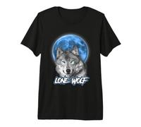 Howling Lone Wolf On Moon Animal Funny Wolves Lover Maglietta Premium