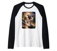 Howling Moon Pug Majestic Dog Vintage Moon Animals Maglia con Maniche Raglan