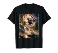 Howling Moon Pug Majestic Dog Vintage Moon Animals Maglietta