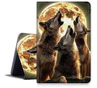 Howling Moon Wolf - Custodia per tablet Amazon Fire HD 10 e Fire HD 10 Plus (13/11a generazione, 2023/2021), custodia sottile pieghevole in pelle PU con funzione sleep/wake automatica