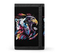 Howling Wolf and Eagle - Portafogli a tre ante con porta banconote e carte di credito, 8 scomparti, portachiavi, finestra per foto, per uomini e donne, Stile-12, Taglia unica, Per tutte le stagioni