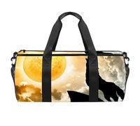 Howling Wolf and Moon Borsa sportiva da palestra per allenamento fitness borsone da viaggio borsa tote borsa attrezzatura borsa per donne uomini, Multicolore, 17.7x9x9 inches