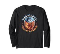 Howling Wolf Animal Nature Dragon Ying Yang Maglia a Manica