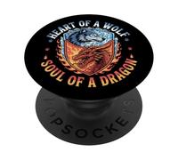 Howling Wolf Animal Nature Dragon Ying Yang PopSockets PopGrip Adesivo