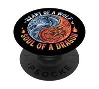 Howling Wolf Animal Nature Dragon Ying Yang PopSockets PopGrip Adesivo