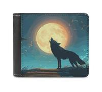 Howling Wolf at The Moon - Portafogli con stampa a due pieghe, con scomparti multipli per carte di credito, per uomini e donne, Stile:, Taglia unica, MHXYZHW