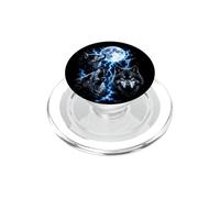 Howling Wolf Brothers Luna Piena Fulmine Tempesta Arte PopSockets PopGrip per MagSafe