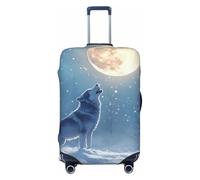 Howling Wolf - Copribagagli da viaggio con luna piena, elastiche, per valigie, 45-81 cm, Nero , x-large