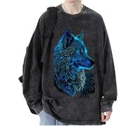 Howling Wolf Felpe Pullover da Uomo Stampate in 3D da Donna con Modello Animale T-Shirt A Maniche Lunghe Maglione Top