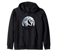Howling Wolf Full Moon Moon Litlit Lones Night Forest Felpa con Cappuccio