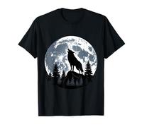 Howling Wolf Full Moon Moon Litlit Lones Night Forest Maglietta