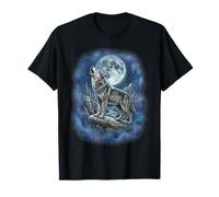 Howling Wolf Under Full Moon - Mystical Night Sky Wildlife Maglietta