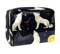 Howling Wolves Moon - Trousse da donna, per articoli da toeletta da viaggio, grande, in PVC, con cerniera, Multi, 18.5x7.5x13cm/7.3x3x5.1in, Beauty case