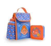 Hox Blippi - Borsa termica per il pranzo da 500 ml, con borraccia e portapranzo per bambini, con contenitore per snack e borraccia a prova di perdite