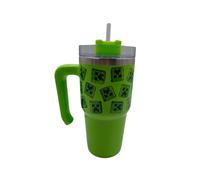 HOX Minecraft Movie, bicchiere da 600 ml con cannuccia e coperchio, tazza da viaggio a prova di perdite e fuoriuscite, borraccia termica in acciaio inox con manico, mantiene il freddo per 17 ore o