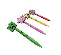 HOX Minecraft Movie - Set di 4 penne a sfera con inchiostro blu, Flexgrip ultra retrattile, ad asciugatura rapida, impugnatura morbida, punta media (1,0 mm) per una buona scrittura, cancelleria per