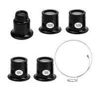 Hoxfly 5 Pezzi Lente di ingrandimento, Set lente 3X/5X/10X/15X/20X, per Lente d'ingrandimento Orologiaio, strumento, Oculare per Riparazioni Occhiali Gioielli Oculare Diamanti Monete (Nero)