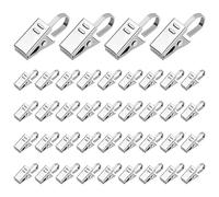 Hoxfly 50pcs Clip per Tendine con Gancio, Clip per Tende, Confezione da Clip a Molla, Clip Set Antiruggine Metallo, Clip per Tende in Acciaio Inox, Doccia Tenda Clip con Gancio Stringa, Piccole Clip