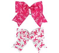 HOXIEYA Cravatte per capelli con fiocco rosa per la sensibilizzazione sul cancro al seno, elastici rosa per ragazze e donne, accessori per capelli - 2 pezzi