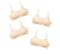 Hoxin Confezione da 4 reggiseni in cotone per ragazze pubertà adolescenti biancheria intima traspirante raccolto reggiseni da allenamento sportivo 8-16 anni, Natura, Taglia