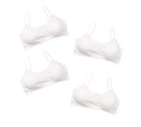 Hoxin Confezione da 4 reggiseni in cotone per ragazze pubertà adolescenti biancheria intima traspirante raccolto reggiseni da allenamento sportivo 8-16 anni, bianco, Taglia unica