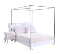HOXMOMA Zanzariera Telaio, Palo per Tenda da Letto in Acciaio Inossidabile, 4 baldacchino Letto ad Angolo, Zanzariera Staffa, Misura per Letto di Tutte Le Dimensioni, Argento,25mm,1.8×2.2m Bed