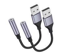HOYAWU Confezione da 2 adattatori audio da USB a jack da 3,5 mm, scheda audio esterna, adattatore USB a AUX supportato da microfono, compatibile con cuffie, laptop, PC, Linux, PS4, PS5 e altri