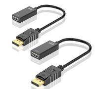 HOYAWU Confezione da 2 adattatori da DisplayPort a HDMI, 4K unidirezionale DP a HDMI (da maschio a femmina), convertitore HDMI compatibile con Dell, HP, Lenovo, AMD, NVIDIA e altri