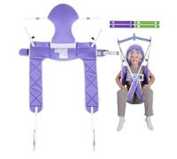 Hoyer, imbracatura di sollevamento per toilette, gamba divisa con supporto per la testa, per sollevamento pazienti, imbracatura di sollevamento rossa, capacità di carico 226,8 kg (viola, media con